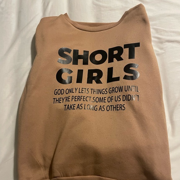 SHEIN Tan Crew Neck Sweater with Black Text - Picture 3 of 5
